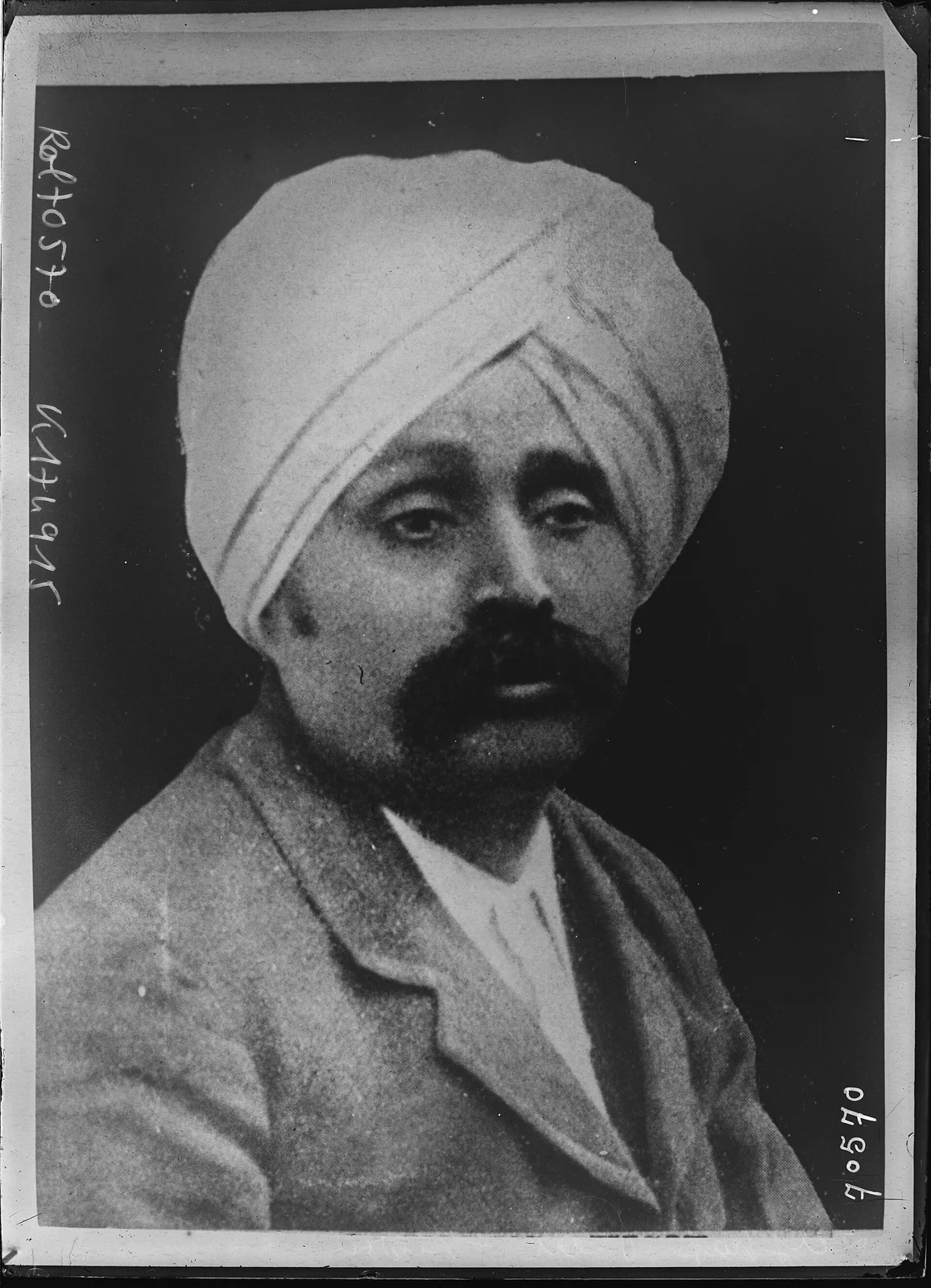 Lala Lajpat Rai in a white turban, with a moustache, facing the camera