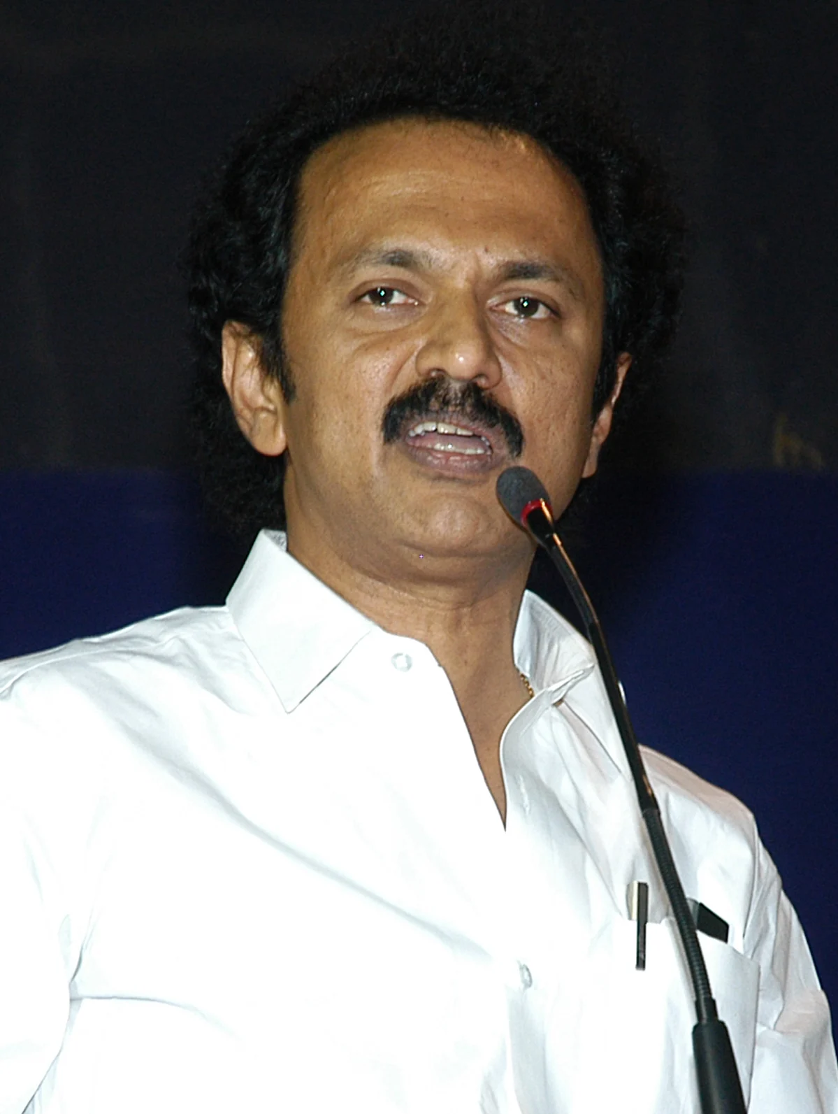 M. K. Stalin addresses students at Dr MGR-Janaki College of Arts and Science for Women; original uploaded in May 2009.